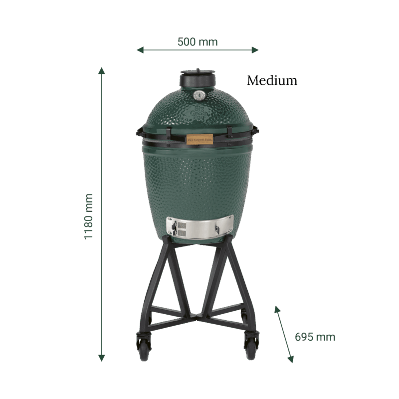 Размери на барбекю Big Green Egg Medium със стойка