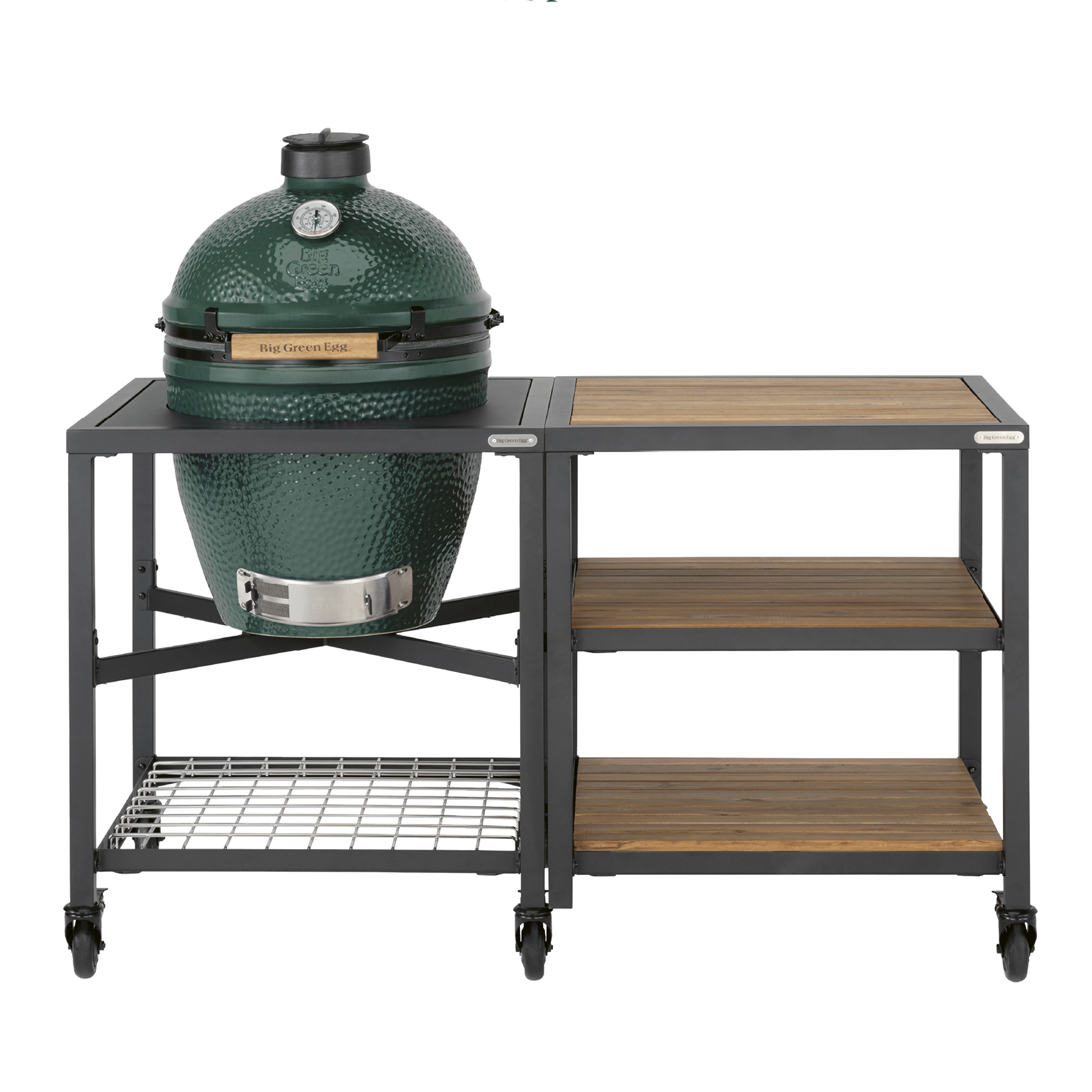 Big Green Egg с работен плот на три нива